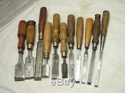 Lot Early Wood Carving Chisels Woodworking Tools Buck Bros Marples Sorby Ward