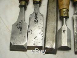 Lot Early Wood Carving Chisels Woodworking Tools Buck Bros Marples Sorby Ward