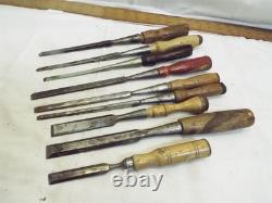 Lot Early Wood Carving Chisels Woodworking Tools Buck Bros Witherby P. S & W