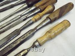 Lot Early Wood Carving Chisels Woodworking Tools Buck Bros Witherby P. S & W