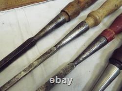 Lot Early Wood Carving Chisels Woodworking Tools Buck Bros Witherby P. S & W