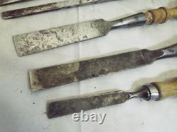 Lot Early Wood Carving Chisels Woodworking Tools Buck Bros Witherby P. S & W