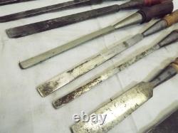 Lot Early Wood Carving Chisels Woodworking Tools Buck Bros Witherby P. S & W