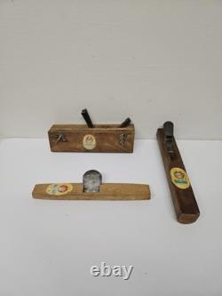 Lot Of 3 Vintage Woodworking Kanna Planes Asian Korean Japanese Chinese