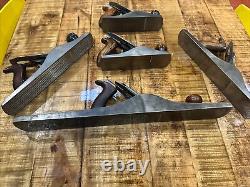 Lot Of 5 Stanley Bailey Woodworking Hand Planes No. 4 No. 5 & No. 7