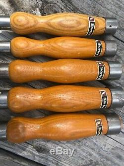 Lot Of 5 Vintage Sorby Gouge Chisels Lathe Woodworking Excellent Condition