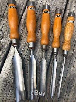 Lot Of 5 Vintage Sorby Gouge Chisels Lathe Woodworking Excellent Condition