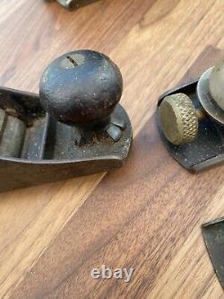 Lot Of Five Antique Stanley Bailey SW Jack Planes Smooth Bottom Historic