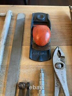 Lot Of Vintage Woodworking Hand Tools Antique Drill Trimmers File Stanley