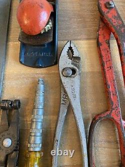 Lot Of Vintage Woodworking Hand Tools Antique Drill Trimmers File Stanley