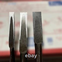 Lot of 3 Japanese Nomi Chisels 9mm 15mm 18mm Ouchi Professionally Resharpened