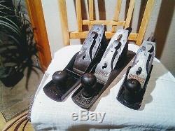 Lot of 3 Old Vintage Stanley Bailey Bench Planes No 4, 5, & 6 Woodworking Tools
