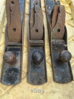 Lot of 3 Vintage Stanley Bailey USA No. 7 Wood Working Plane (2)corrugated (1)