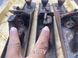 Lot of 3 Vintage Stanley Bailey USA No. 7 Wood Working Plane (2)corrugated (1)