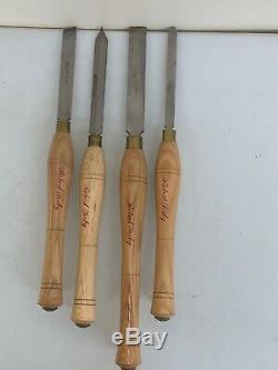 Lot of 4 Robert Sorby HSS Wood Turning Tools 1 3/4 Sheffield England Bowl Gouge