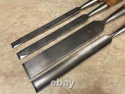 Lot of 4 Vintage Buck Bros. Woodworking Chisels -Firmer Bevel & Gouge Cast Steel