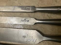 Lot of 4 Vintage Buck Bros. Woodworking Chisels -Firmer Bevel & Gouge Cast Steel