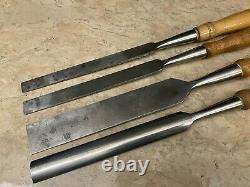 Lot of 4 Vintage Buck Bros. Woodworking Chisels -Firmer Bevel & Gouge Cast Steel