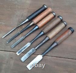 Lot of 6 Japanese Firmer Chisels Woodworking Tools