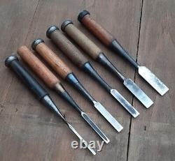 Lot of 6 Japanese Firmer Chisels Woodworking Tools