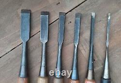 Lot of 6 Japanese Firmer Chisels Woodworking Tools