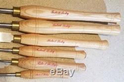 Lot of 6 Robert Sorby Wood Lathe Turning Tools, chisel woodturning, England