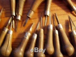 Lot of 60 Very Old Antique Wood Carving-engravers-checkering Tools used