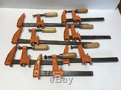 Lot of 7 Jorgensen Bar Clamps 2-12 5-6 3706 3712 Wood Working Made in USA