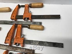 Lot of 7 Jorgensen Bar Clamps 2-12 5-6 3706 3712 Wood Working Made in USA