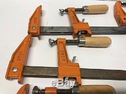 Lot of 7 Jorgensen Bar Clamps 2-12 5-6 3706 3712 Wood Working Made in USA