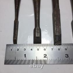 Lot of 8 Japanese Chisels Nomi Set Carpenter Woodworking Tools Used As Is