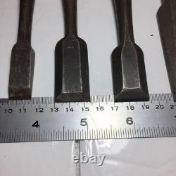 Lot of 8 Japanese Chisels Nomi Set Carpenter Woodworking Tools Used As Is