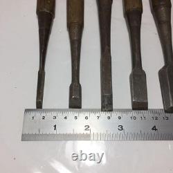 Lot of 8 Japanese Chisels Nomi Set Carpenter Woodworking Tools Used As Is
