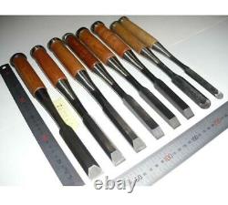 Lot of 8 Japanese Vintage Chisel Nomi Carpentry Tool wood working Japan