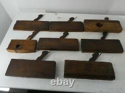 Lot of 8 Wooden Vintage Moulding Planes Antique Carpenters Tools A27