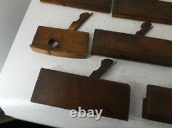 Lot of 8 Wooden Vintage Moulding Planes Antique Carpenters Tools A27