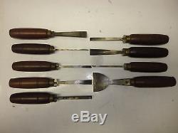 Lot of (9) Vintage Makers Marked Signed C Woodworking Chisels Great Condition