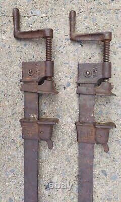 MATCHED PAIR Vintage Wetzler Sliding Bar Clamps, 48, shipyard woodworking wood