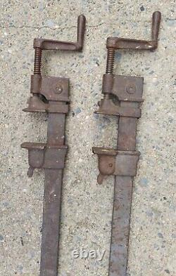 MATCHED PAIR Vintage Wetzler Sliding Bar Clamps, 48, shipyard woodworking wood