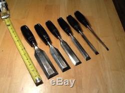 MINTY COMPLETE SET (6) STANLEY 40 SERIES Everlasting Woodworking Chisels