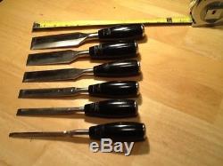 MINTY COMPLETE SET (6) STANLEY 40 SERIES Everlasting Woodworking Chisels