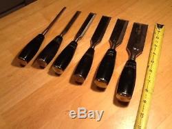 MINTY COMPLETE SET (6) STANLEY 40 SERIES Everlasting Woodworking Chisels