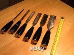 MINTY COMPLETE SET (6) STANLEY 40 SERIES Everlasting Woodworking Chisels