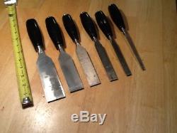 MINTY COMPLETE SET (6) STANLEY 40 SERIES Everlasting Woodworking Chisels