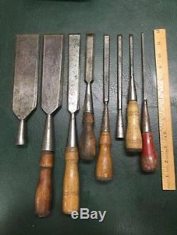 Miscellaneous Lot of 8 Vintage Witherby Woodworking Socket Chisels