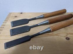 NOMI Chisel Japanese Carpentry Woodworking Tool 24 42 28mm Set Lot of 3