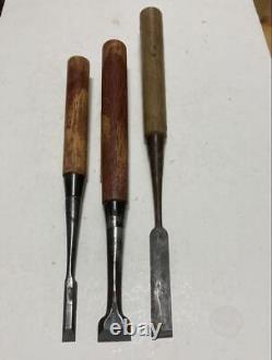 NOMI Chisel Japanese Carpentry Woodworking Tool 9 15 24mm Set Lot of 3