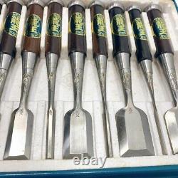 NOMI Chisel Japanese Carpentry Woodworking Tool Lot of 10 Sets in Box Used JP