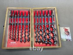 NOS Vintage Irwin 13 Auger Bit Set Traditional Woodwork Hand Brace Drill Tools