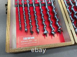 NOS Vintage Irwin 13 Auger Bit Set Traditional Woodwork Hand Brace Drill Tools